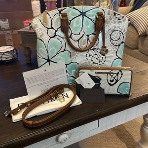 EUC - Large Duxbury Satchel - Turquoise Kelson with Siri-Turquoise Kelson wallet